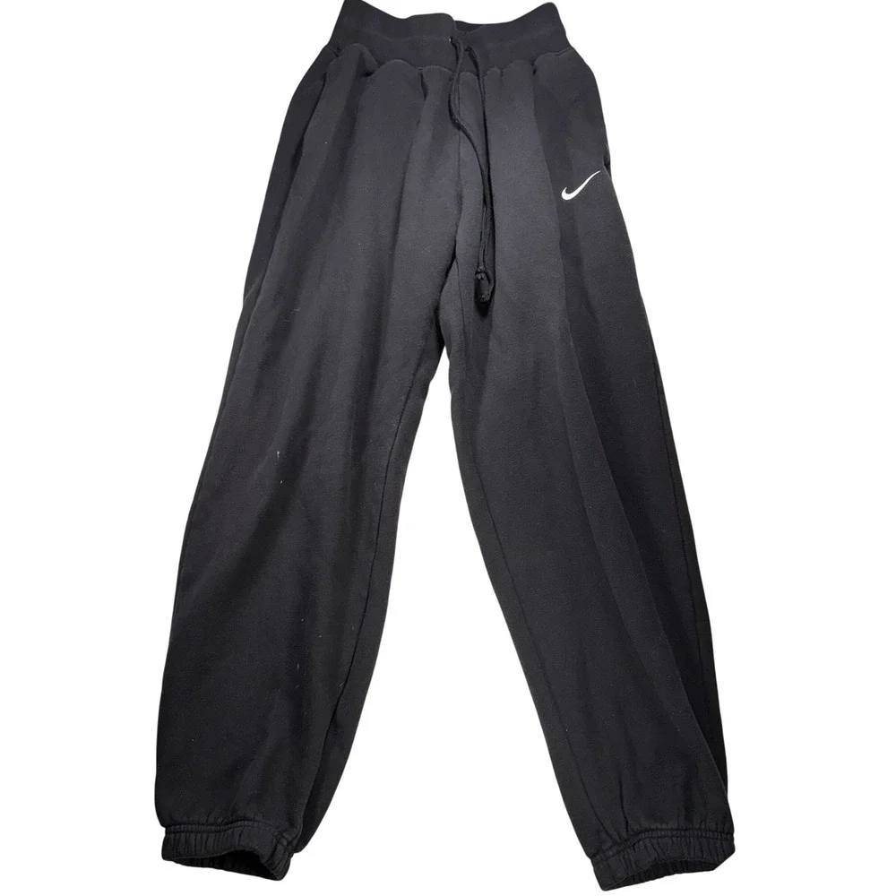 Nike Fleece Joggers Black Sweatpants XS Embroidered Swoosh Logo High Waisted‎